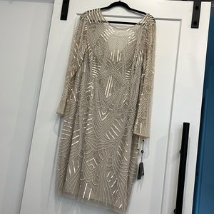 NWT Adrianna Papell Biscotti Beaded Cocktail Dress Size 20W